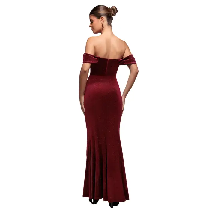 Vestito donna con scollo a cappuccio Goddiva Maxi Rouge