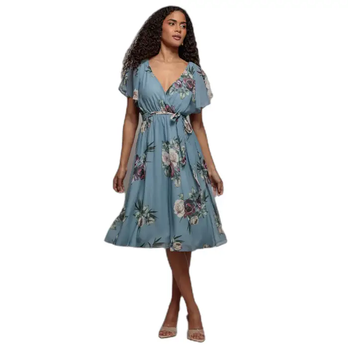 Goddiva Wrap dress da donna Floral Printed Bleu