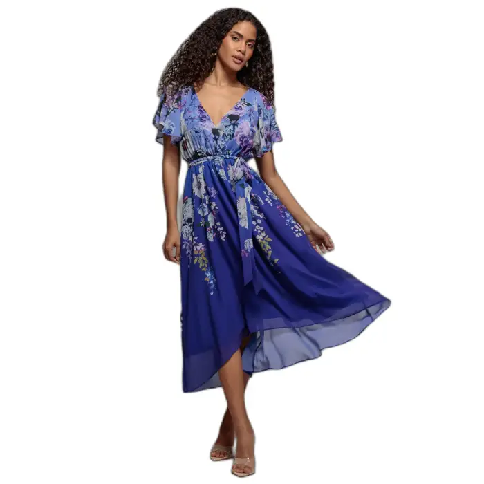 Goddiva Wrap dress da donna Flutter A-Line Bleu