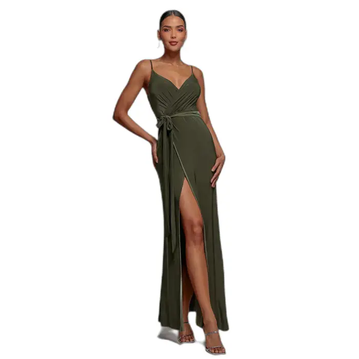 Goddiva Wrap dress da donna Waist Tie-Up Vert