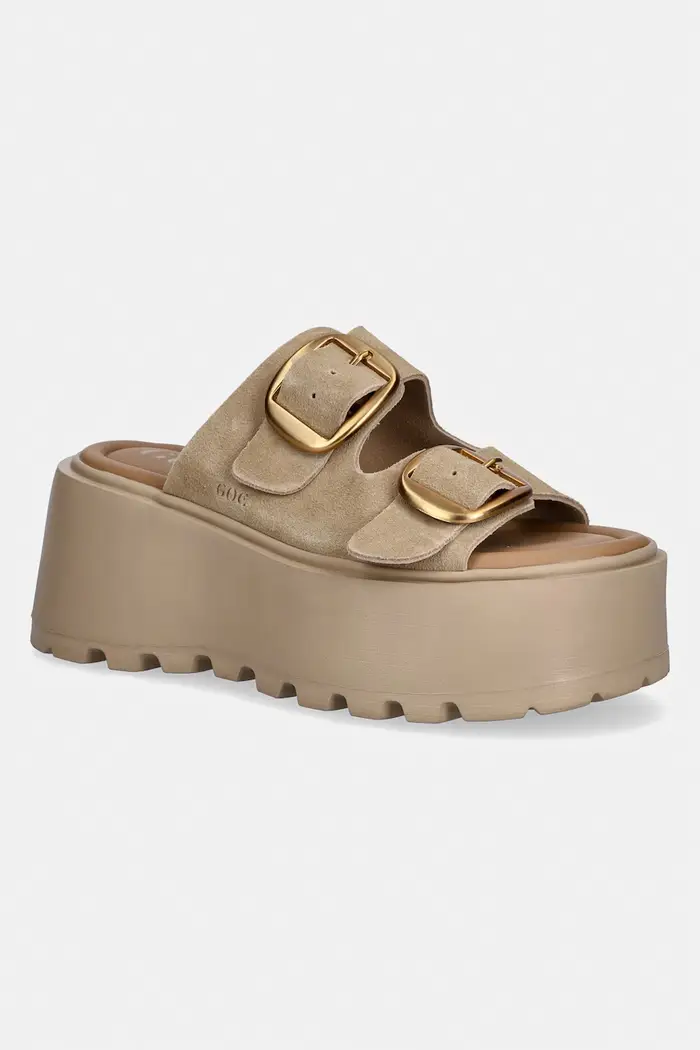 Goe ciabatte slide sulla banchina da donna in scamoscio TT2N4111 Beige