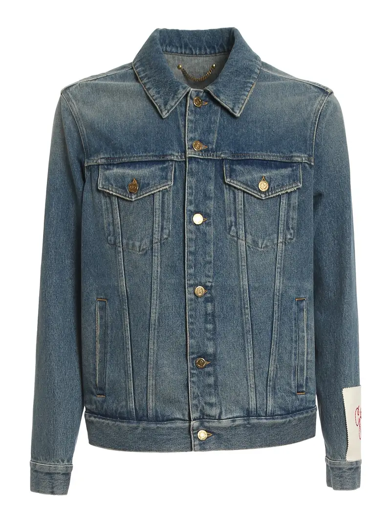 Giacca Agenore in denim con patch logo Lavaggio Medio