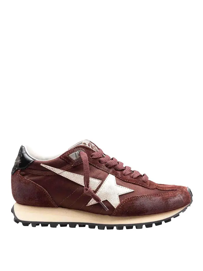 Golden Goose Sneakers Running Marathon In Satin E Suede Marrone