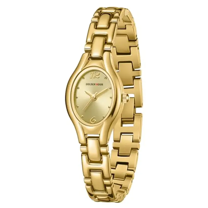 GOLDEN HOUR Orologio Donna Classico Ovale Piccolo, Analogico al Quarzo oro, Vintage, Impermeabile, alla Moda, Casual, con Bracciale in