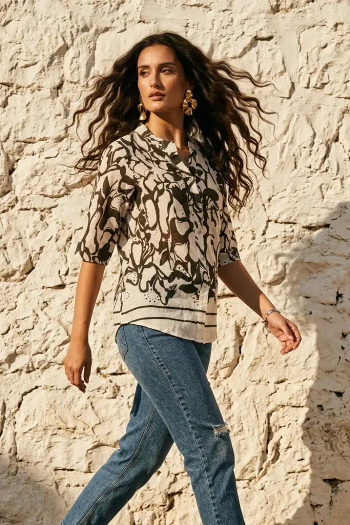 Golden Sirena CAMICIA IN PIZZO SANGALLO STAMPATO | Colore Multi