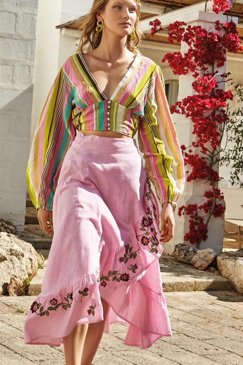 Vacanze Italiane GONNA LUNGA LINO MARSHMALLOW | Colore: Rosa