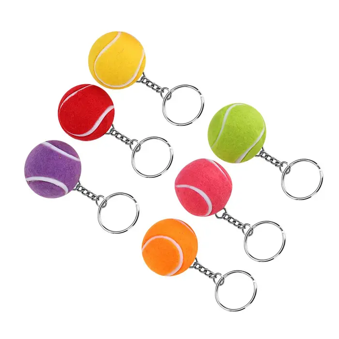 6 pezzi Portachiavi Palla da Tennis Ciondolo Decorazione Regalo Multicolore per Borse Chiavi 4cm miniatura 5
