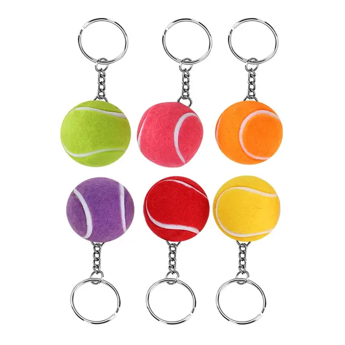 6 pezzi Portachiavi Palla da Tennis Ciondolo Decorazione Regalo Multicolore per Borse Chiavi 4cm