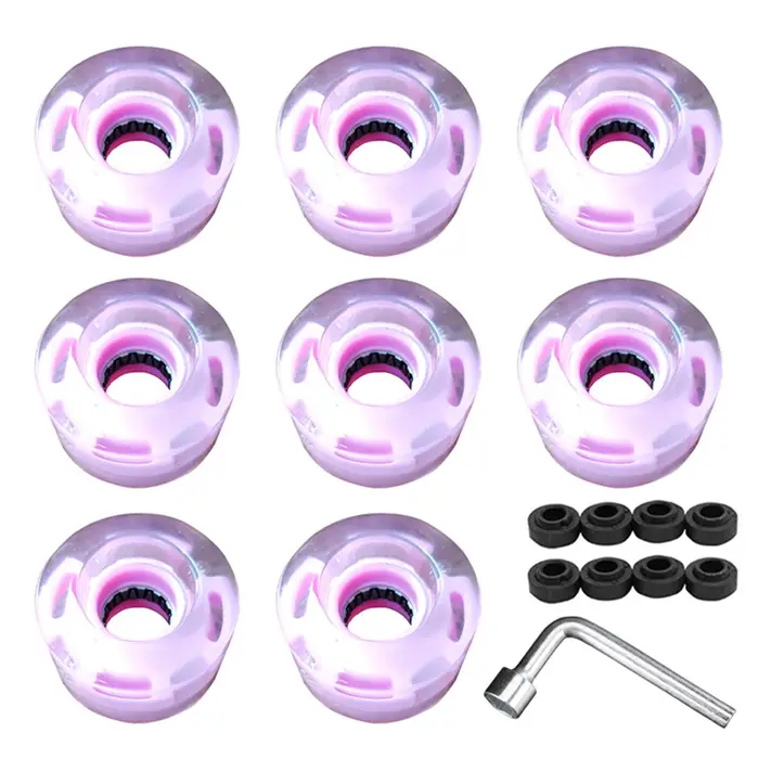 GoolRC 8 pezzi Ruote per skateboard Ruote di ricambio con luci a LED Set di ruote per longboard Ruote con cuscino in PU 78A per rosa