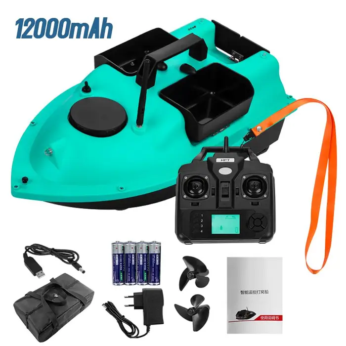 GoolRC Barca per esche da pesca GPS wireless con 3 contenitori per esche Barca per esche con controllo remoto con GPS a 16 punti 12000mAh