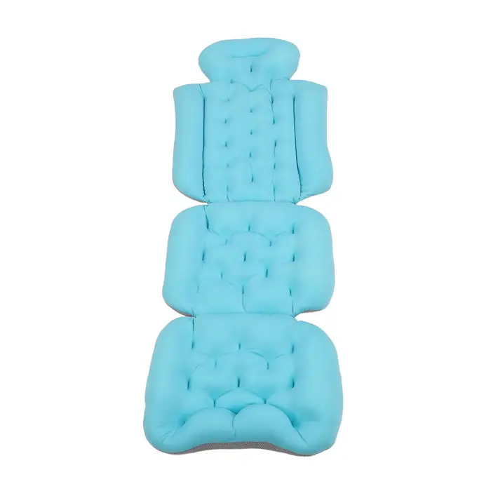 Cuscino da bagno per adulti con corpo intero, antiscivolo, staccabile, lavabile, resistente blu