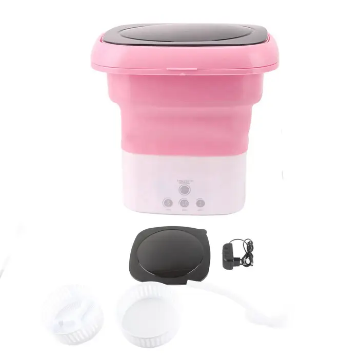 Mini Lavatrice Pieghevole Mini Lavatrice Portatile a Secchio con Adattatore per Tubo di Scarico per Vestiti da Bambino bianco