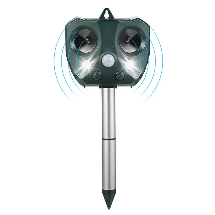 GoolRC Repellente solare per animali, repellente ad ultrasuoni per animali, repellente per esterni, resistente alle intemperie, per