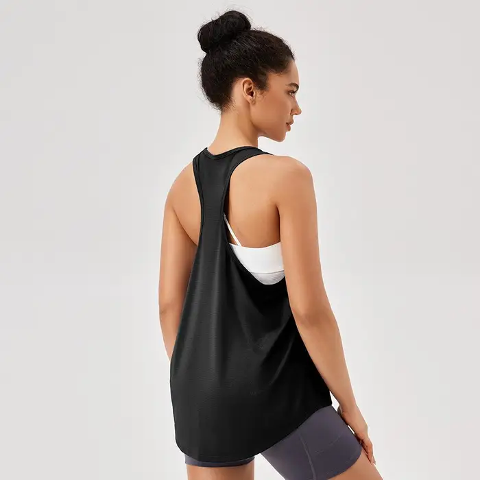 Canottiera Sportiva Estiva da Donna ad Asciugatura Rapida - Traspirante, Top Senza Maniche per Yoga e Corsa XL nero