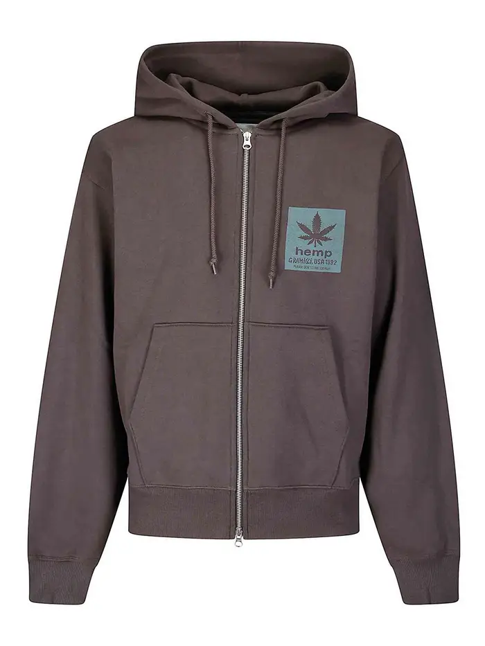 Gramicci Felpa con cappuccio e zip in canapa Marrone