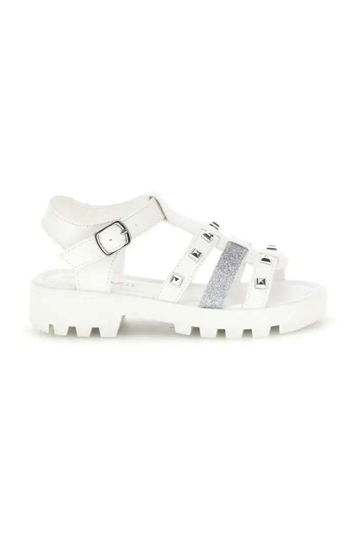 Sandali bianchi con borchie e glitter Grazie girl 15105 [BIANCO]