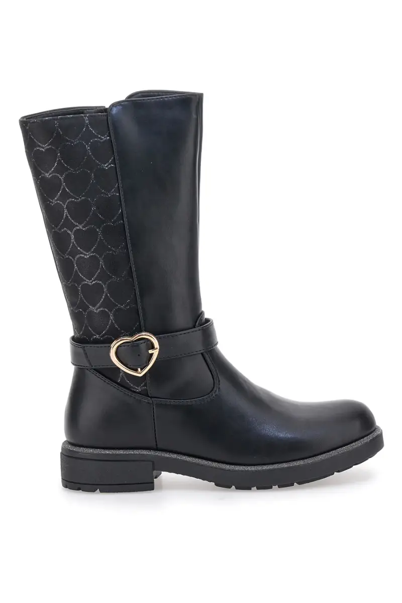 GRAZIE GIRL Stivali neri con fibbia a cuore e motivo trapuntato 531473 [NERO]