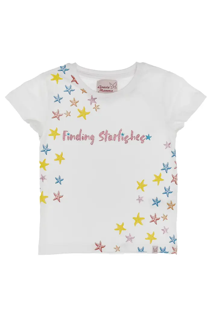 Completo T-shirt e Pantaloncini Grazie Mamma 03047 Bianco e Rosa [WHITE