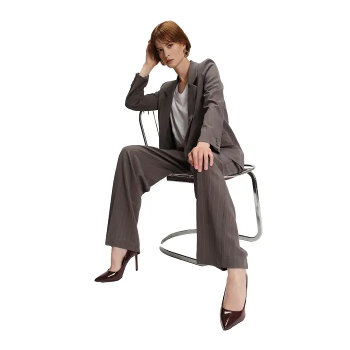 Blazer incrociato elegante a righe sottili donna Greenpoint Gris