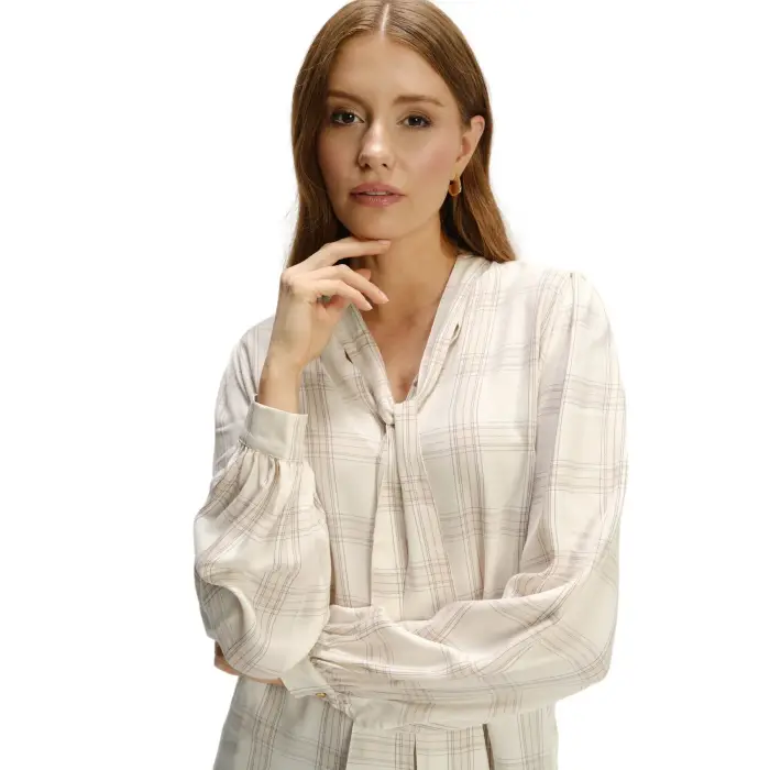 Blusa a quadri donna Greenpoint Beige