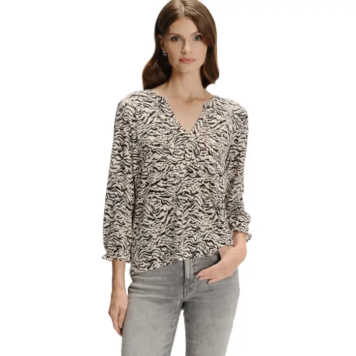 Blusa in maglia con stampa floreale donna Greenpoint Marron