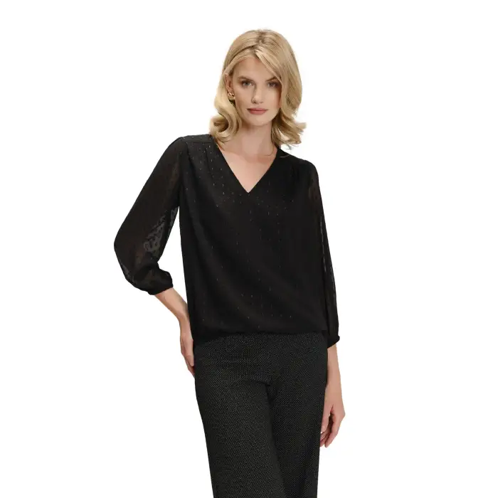 Blusa maniche semitrasparenti donna Greenpoint Noir