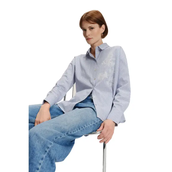 Camicia a maniche lunghe a righe donna Greenpoint Bleu