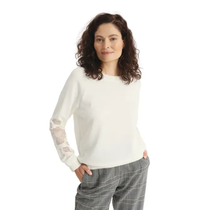 Felpa con ricami decorativi sulle maniche donna Greenpoint Blanc