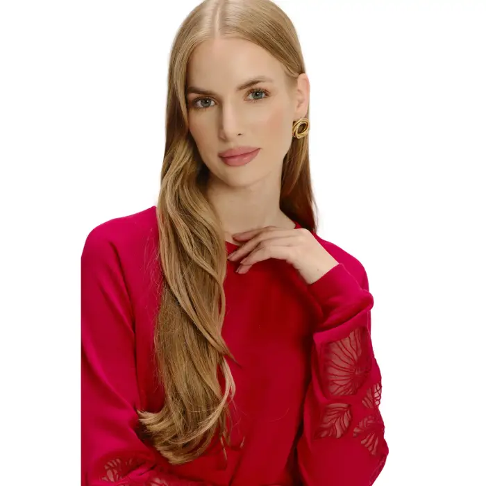 Felpa con ricami decorativi sulle maniche donna Greenpoint Rouge