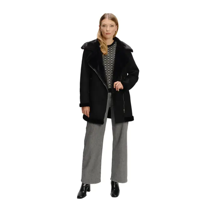 Manto in pelle di pecora donna Greenpoint Noir