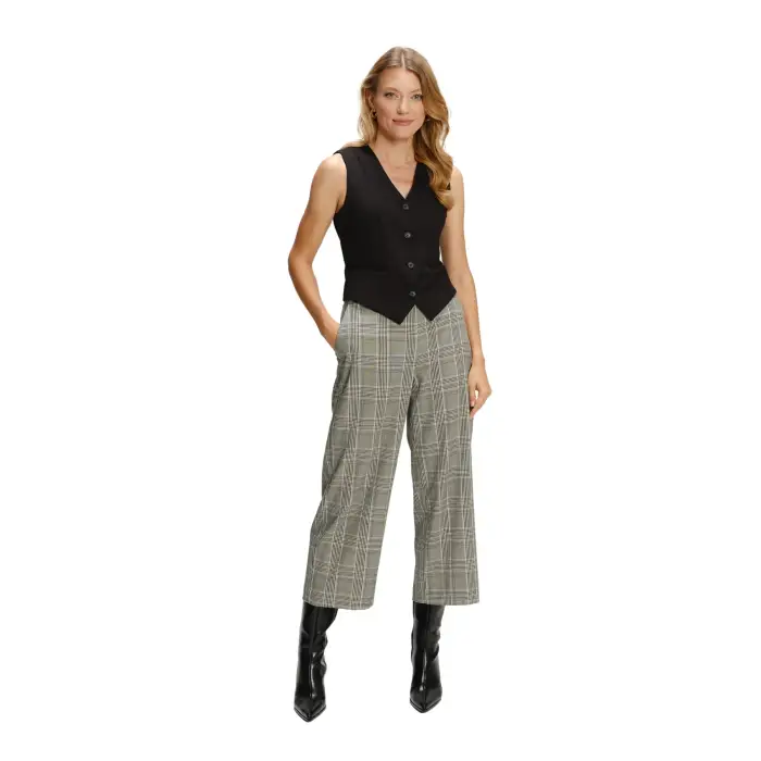Pantaloni larghi a quadri donna Greenpoint Gris