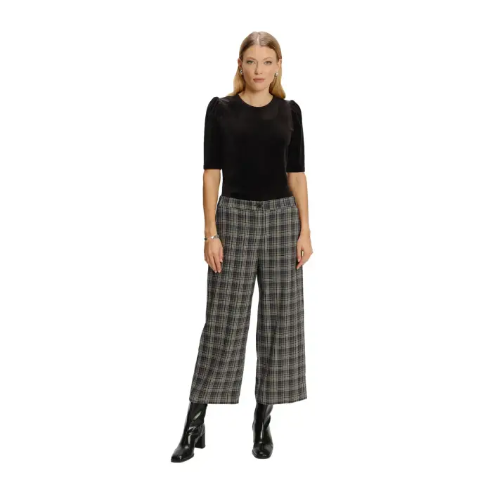 Pantaloni larghi a quadri donna Greenpoint Noir