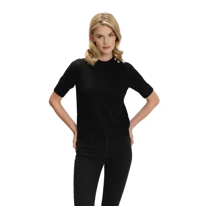 Pull Decorato con Bottoni Gioielli Donna Greenpoint Noir