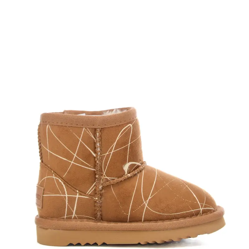 Grunland stivaletti da bambina croy in suede con stampa strisce all over cuoio