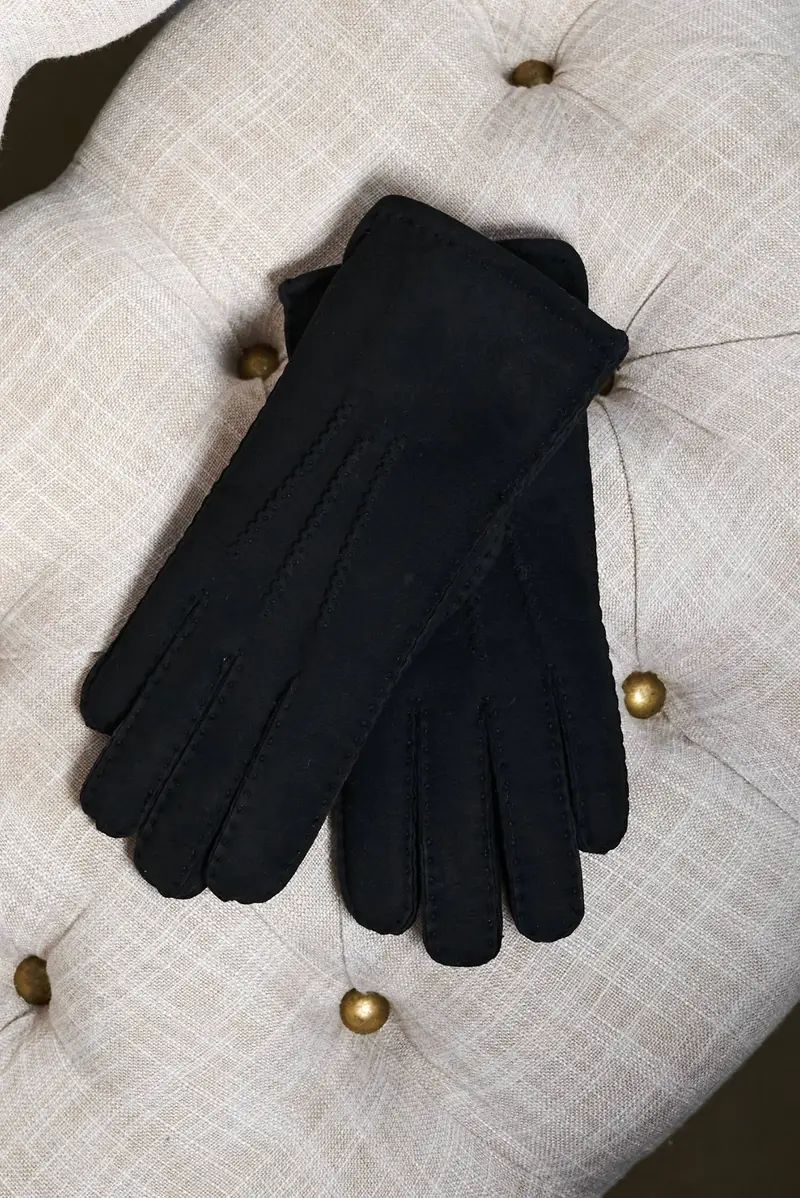 D Arienzo Guanti in montone nero da donna qualità merinos, Seleziona (8), Colore Nero