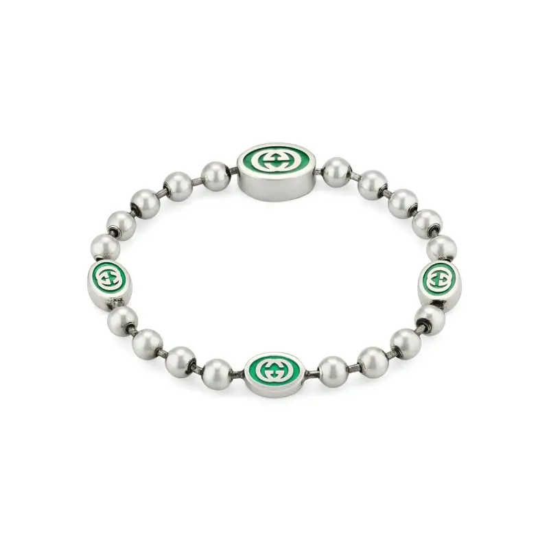 GUCCI ARGENTO Bracciale Gucci Interlocking - 701609 J8410 8414