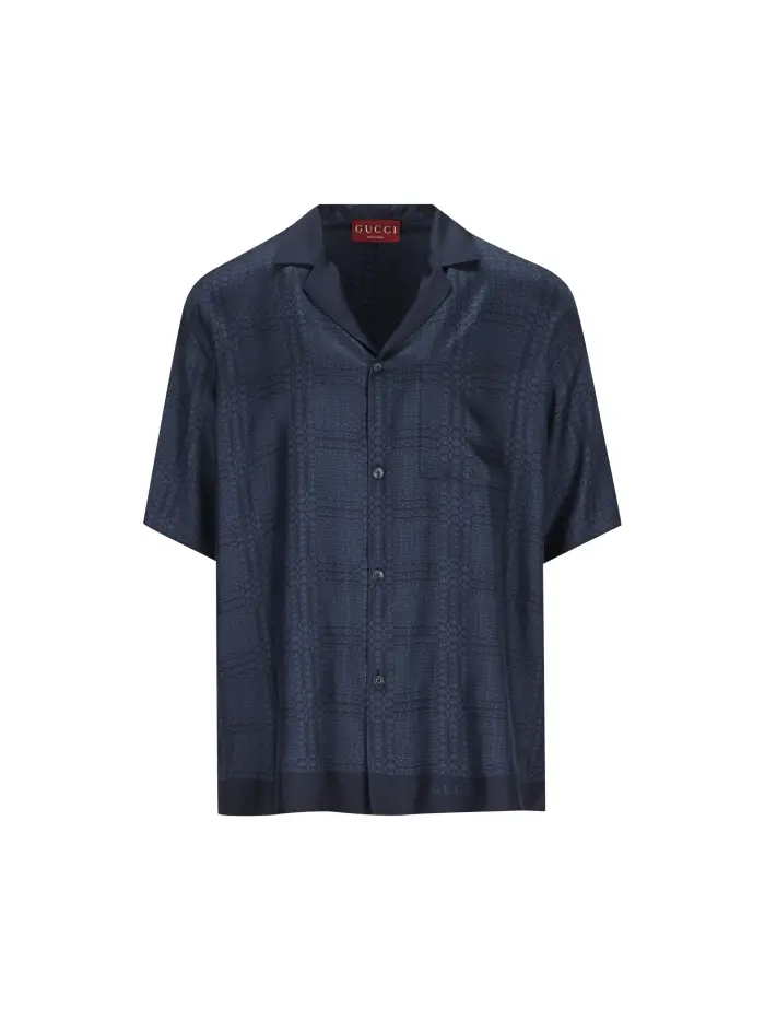 GUCCI Camicia Bowling In Twill Di Seta BLU