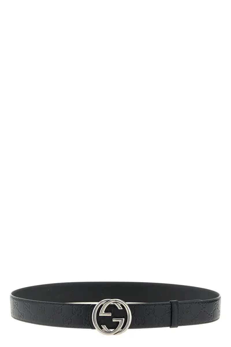 GUCCI Cintura Reversibile Incrocio Gg Nero