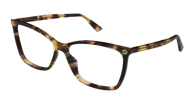 Gucci Donna GG0025O 016 Montature da vista Acetato Havana Trasparente Cat Eye