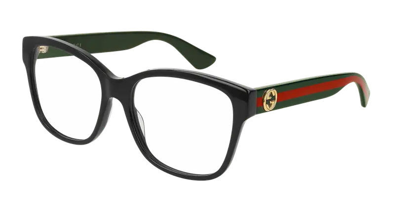 Gucci Donna GG0038ON 011 Montature da vista Nero Trasparente Squadrata