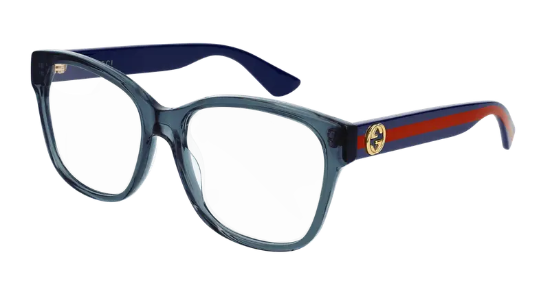 Gucci Donna GG0038ON 012 Montature da vista Blu Trasparente Squadrata