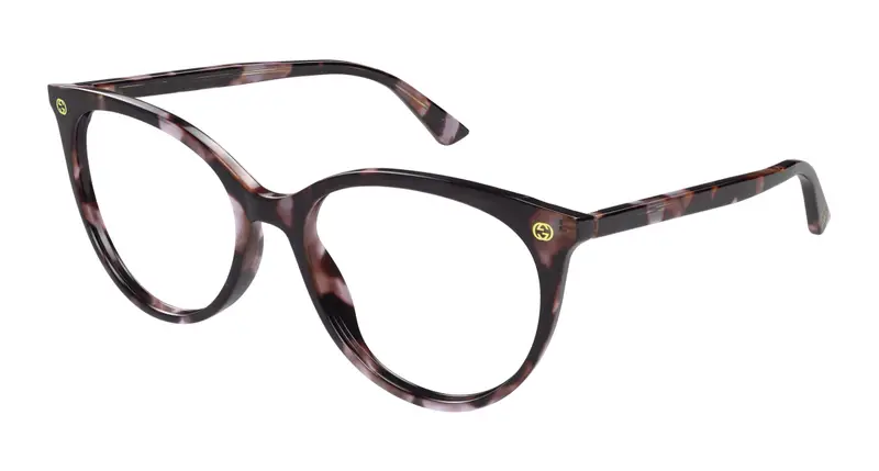 Gucci Donna GG0093O 009 Montature da vista Acetato Havana Trasparente Rotonda