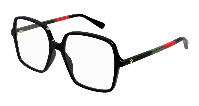 Gucci Donna GG1003O 008 Montature da vista Acetato Nero Trasparente Squadrata