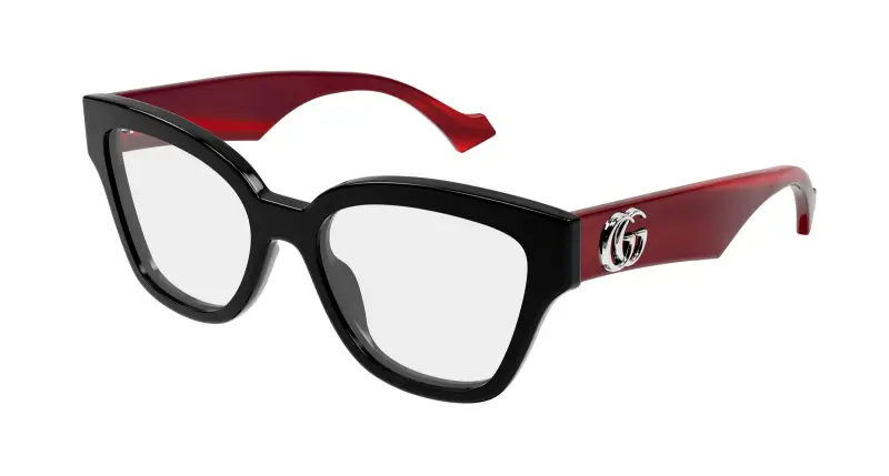 Gucci Donna GG1424O 013 Montature da vista Acetato Nero Trasparente Rotonda