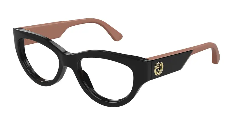 Gucci Donna GG1665O 008 Montature da vista Acetato Nero Trasparente Cat Eye