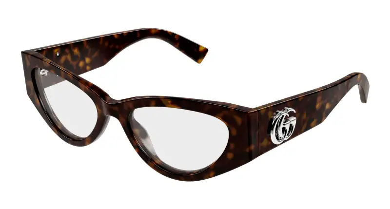 Gucci Donna GG1953O 002 Montature da vista Acetato Havana Trasparente Cat Eye