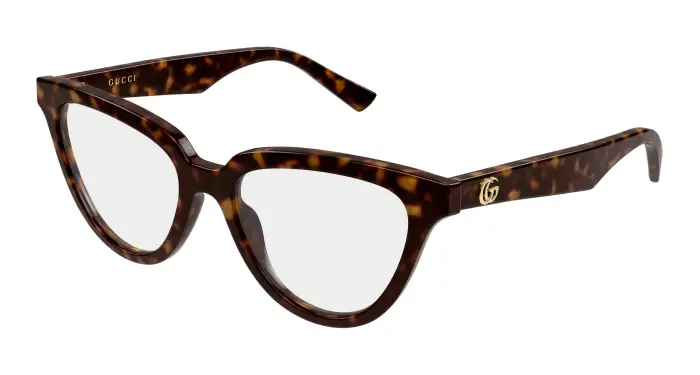 Donna Gucci GG2179O 002 Montature da vista Acetato Havana Trasparente Cat Eye