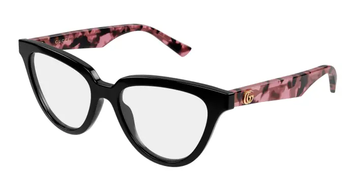 Donna Gucci GG2179O 003 Montature da vista Acetato Nero Trasparente Cat Eye