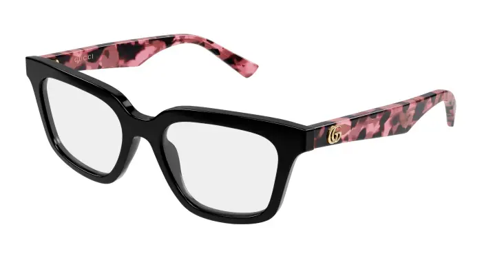 Donna Gucci GG2180O 003 Montature da vista Acetato Nero Trasparente Squadrata