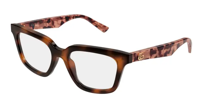 Donna Gucci GG2180O 004 Montature da vista Acetato Havana Trasparente Squadrata